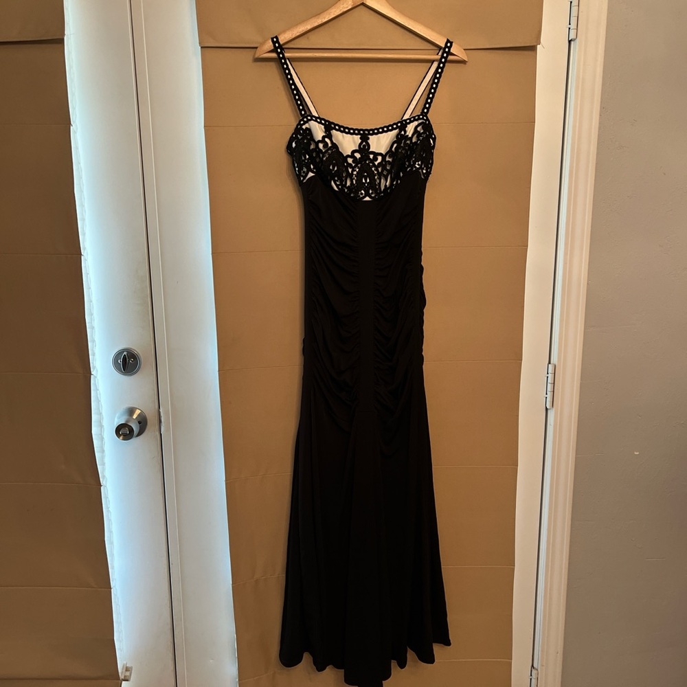 Vintage Jessica McClintock Black and White Formal Gown